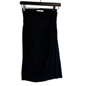 MM Lafleur Ruched Draped Stretch Pencil Skirt Knee Length High Rise Black - XS